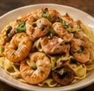Tagliatelle cu creveți și hribi